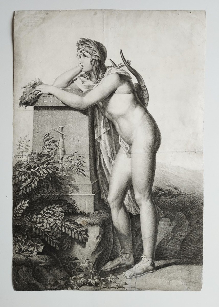 Orpheus Mythological Engraving  Empire Period Etching 19th C  Old Print-photo-2