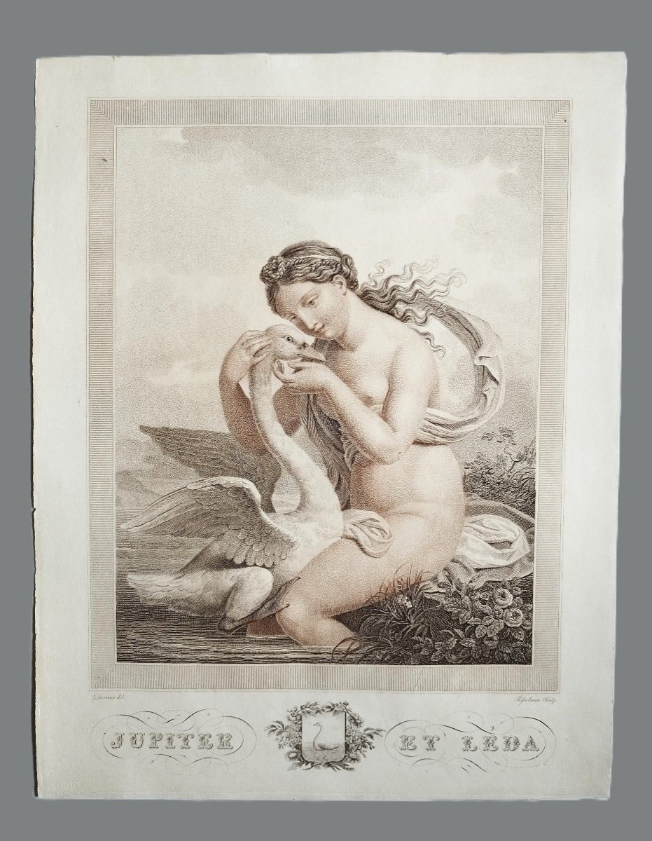 Jupiter Et Léda Gravure Mythologique époque Empire Par Bosselman 19ème-photo-2