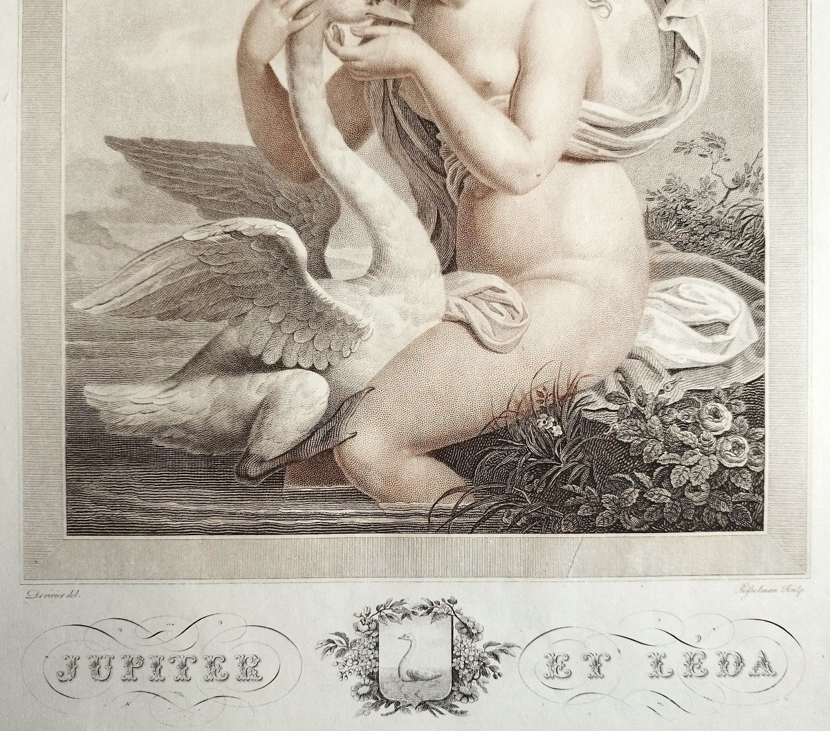 Jupiter Et Léda Gravure Mythologique époque Empire Par Bosselman 19ème-photo-1