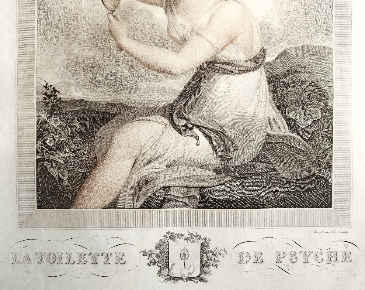 Psyché Gravure Mythologique époque Empire Par Bosselman 19ème-photo-1