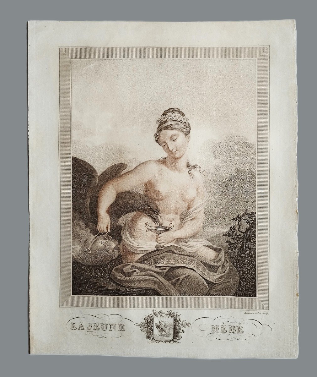 Hébé Déesse De La Jeunesse  Gravure Mythologique époque Empire Par Bosselman 19ème-photo-2