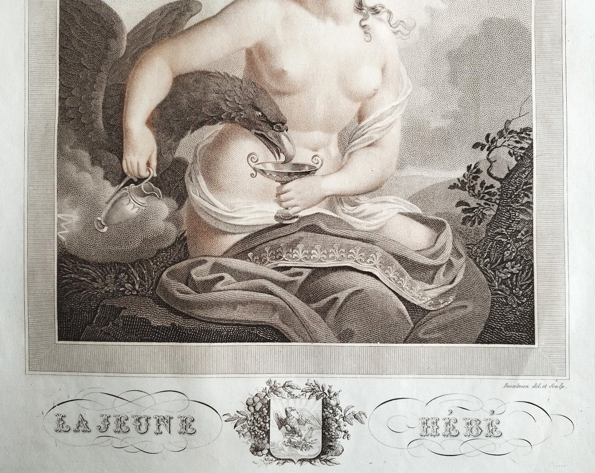 Hébé Déesse De La Jeunesse  Gravure Mythologique époque Empire Par Bosselman 19ème-photo-4