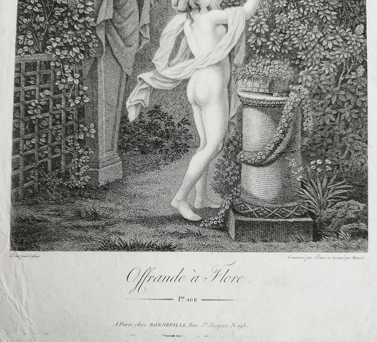 Gravure Neo Classique époque Empire Flora Nu 19ème Mythologique-photo-4