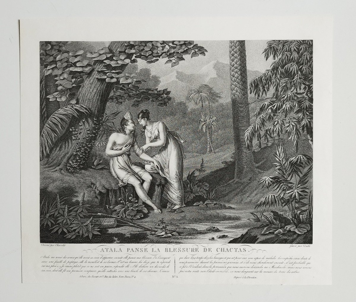 Atala And Chactas Etching Engraving By Duthé 19th C Old Print-photo-2