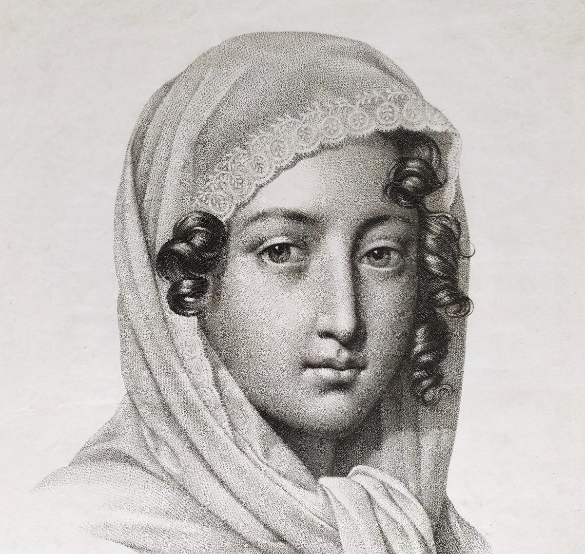 The Sweetness Portrait Of A Lady By Lemire Ainé Antique Engraving  Etching 19th C Empire Period-photo-1