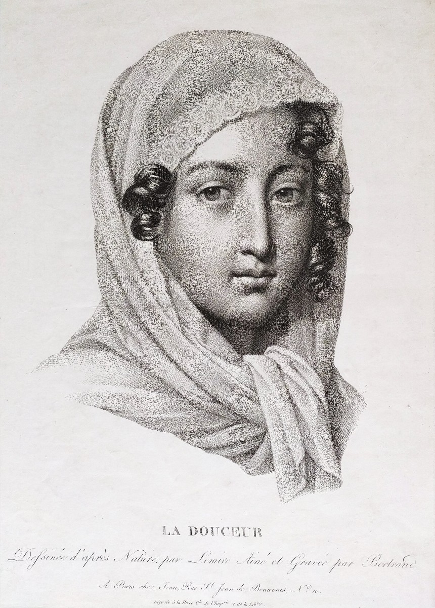 The Sweetness Portrait Of A Lady By Lemire Ainé Antique Engraving  Etching 19th C Empire Period