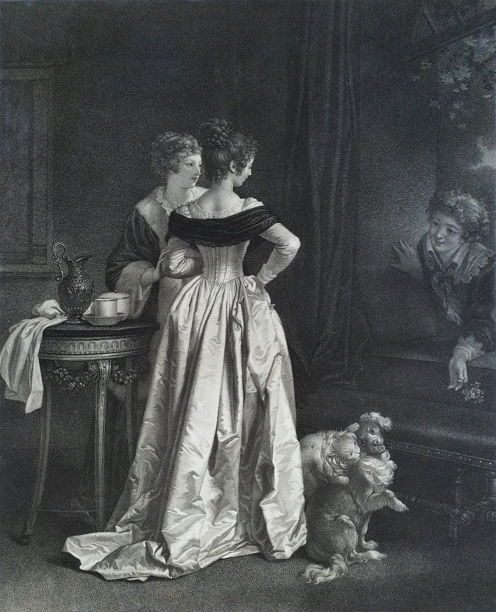 The Unexpected Bouquet Antique Engraving After Marguerite Gérard Etching 19th C Old Print-photo-4