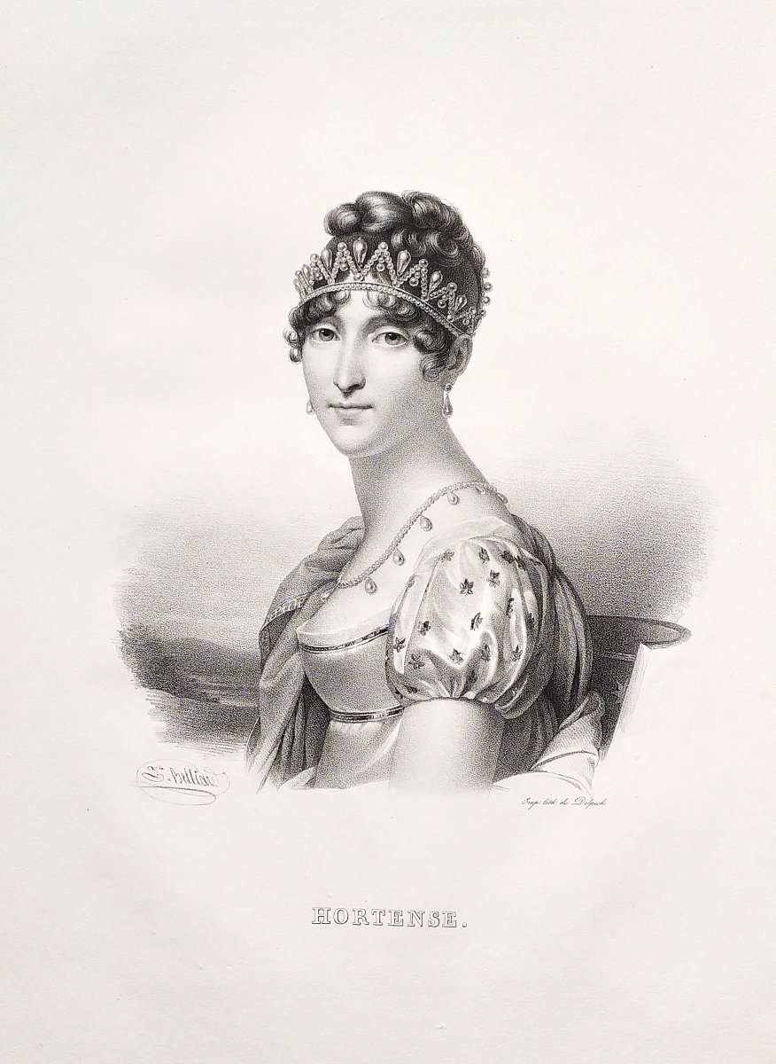 Portrait Historique Hortense Fille De Joséphine Beauharnais Lithographie Ancienne Par Delpech-photo-4