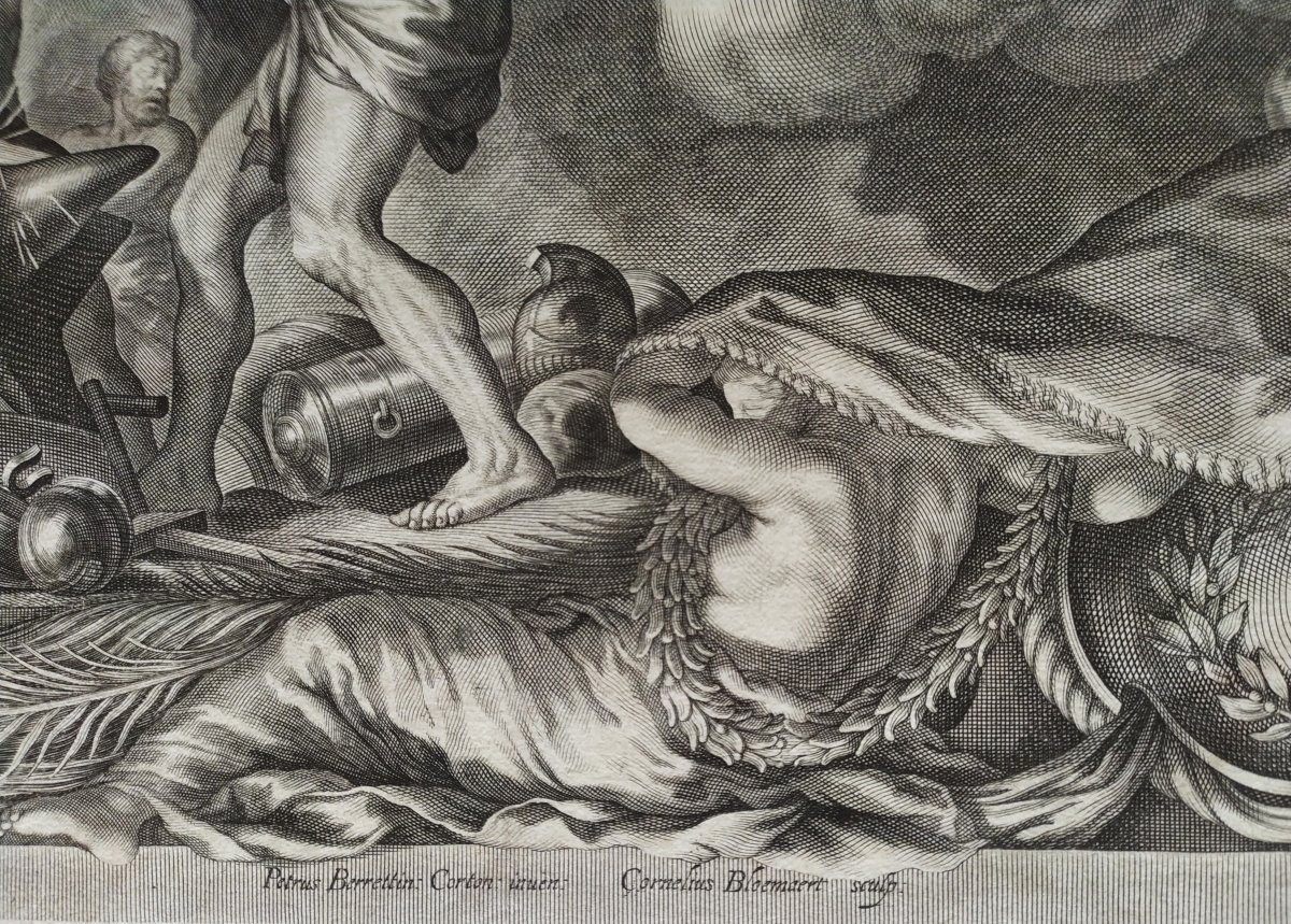 17th Century Greek Mythology, Mythological Etching Project Of Ceiling By Pierre De Cortona-photo-3