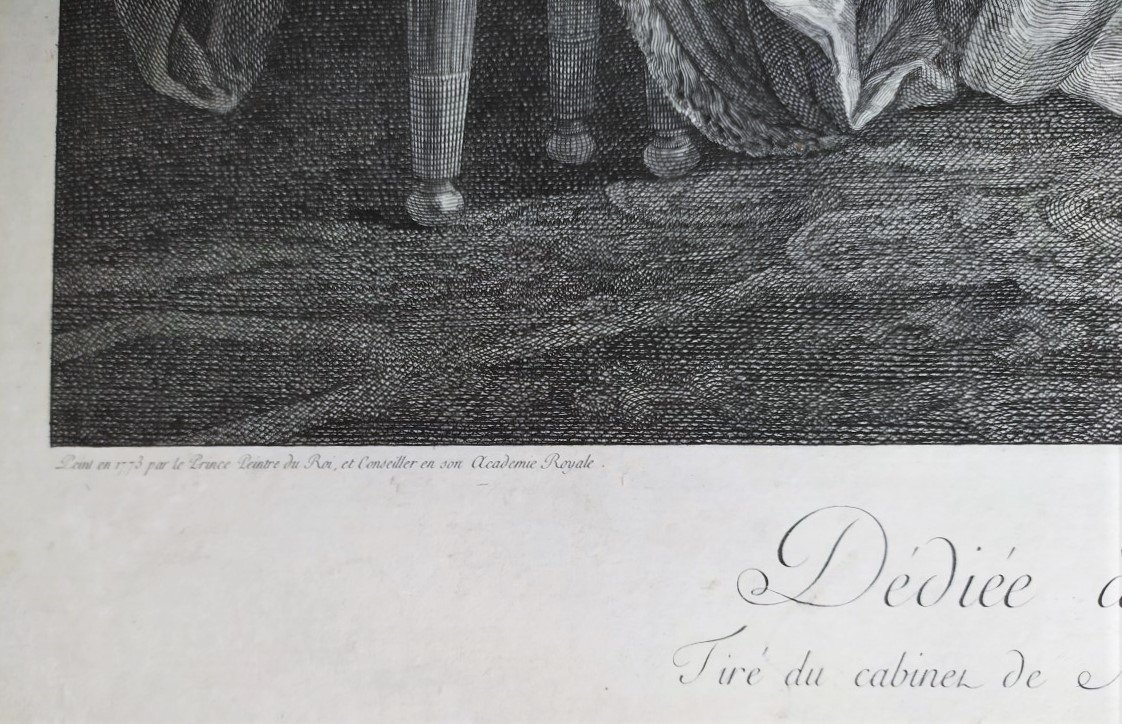 Gravure romantique 18ème La leçon inutile gravé par Helman en 1781 d'après Leprince-photo-3