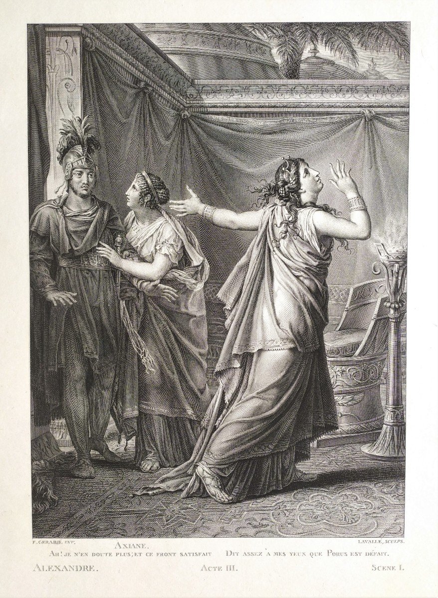 Gravure Néo-classique 19ème Ariane et Alexandre d'après  Gérard-photo-3