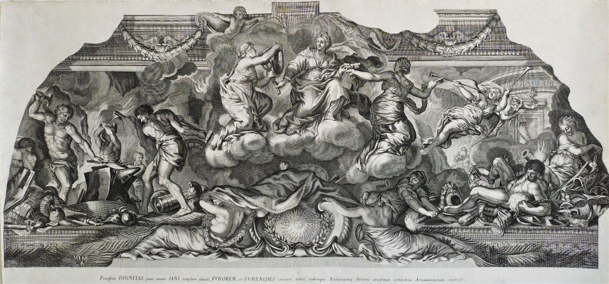 Barberini Palace Ceiling  Frescoes Engraved By Giacomo De Rossi After Cortona Pair Engravings-photo-4