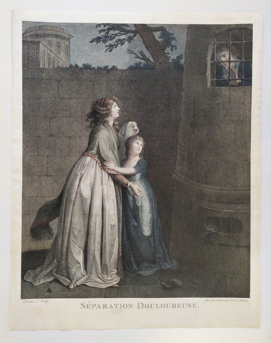 Watercolored Engraving After Boilly The Painful Separation-photo-2