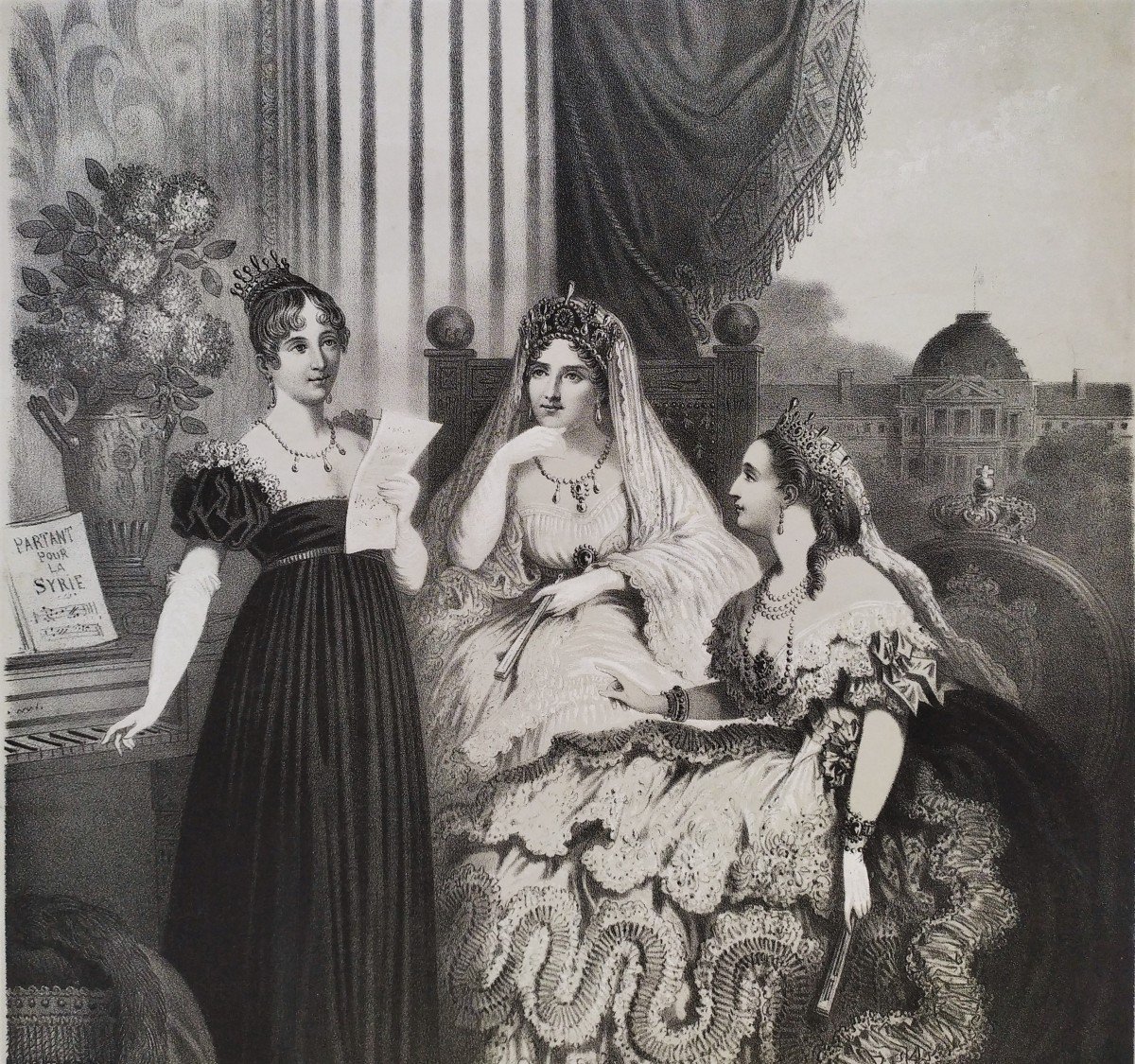 Portrait Of Empress Hortense Josephine And Eugenie Lithograph 19th-photo-2