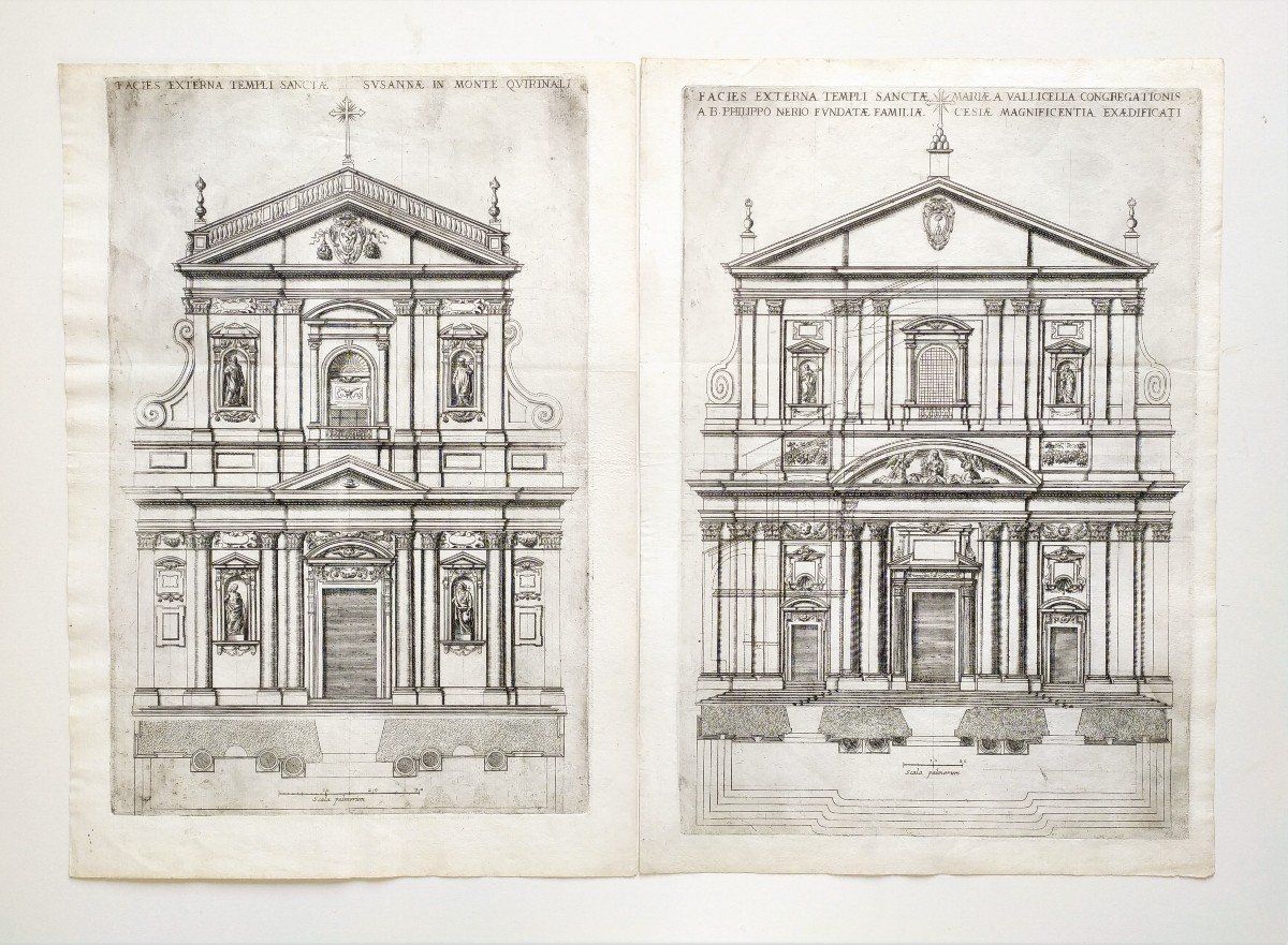 Pair Of Etchings  XVIIth C Architecture Roma-photo-2