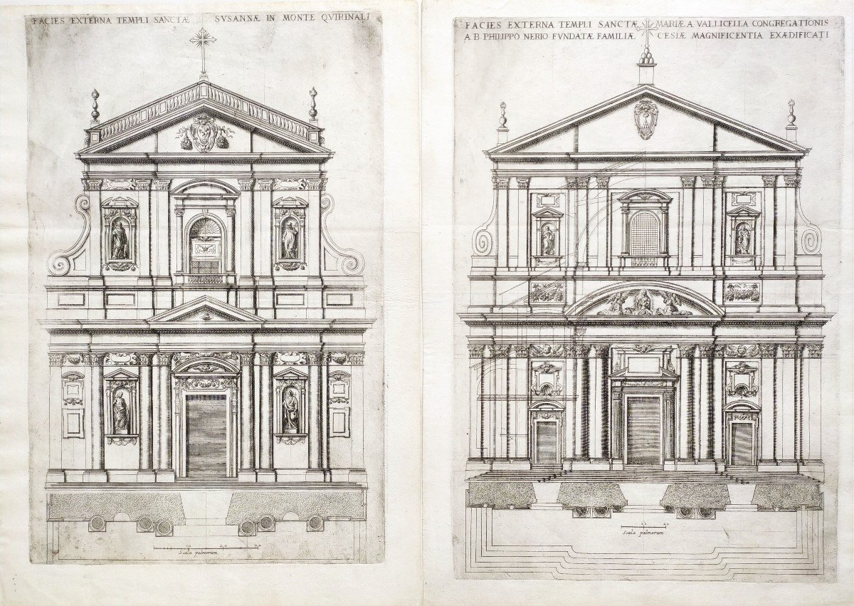 Pair Of Etchings  XVIIth C Architecture Roma-photo-3