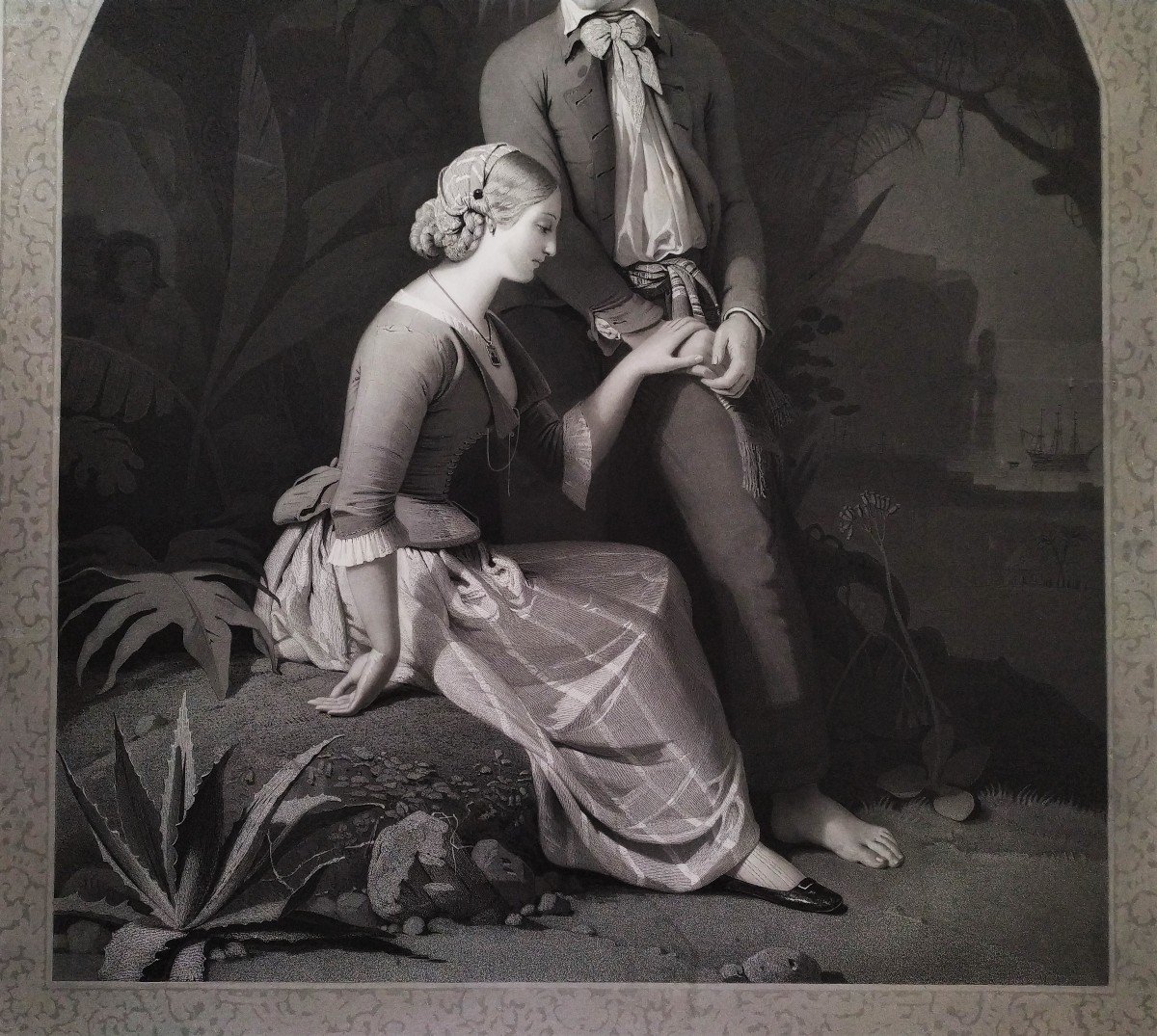 Paul And Virginie Engraved By Eugène Jazet After Schopin 19th Century-photo-2