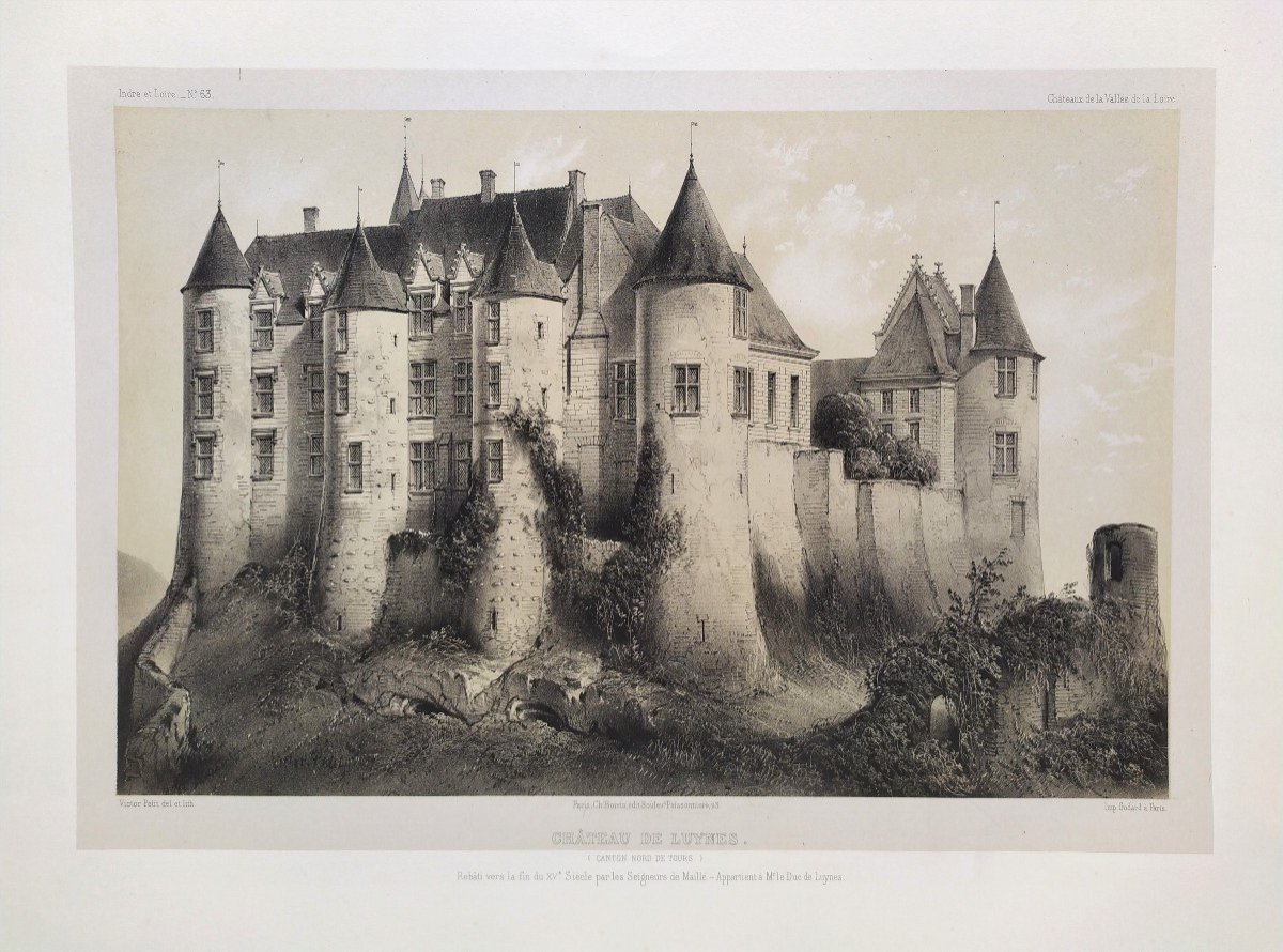 Château De Luynes Touraine Lithographie XIXe Par Victor Petit-photo-3