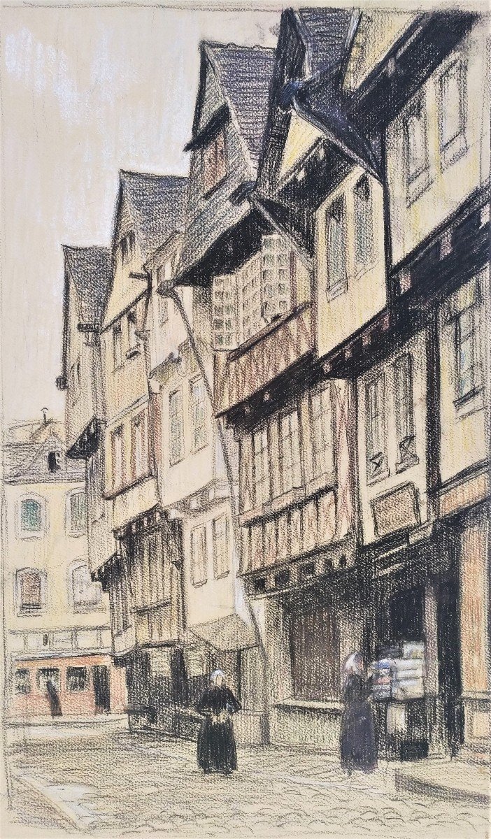  Old Houses In Brittany Charcoal And Crayon