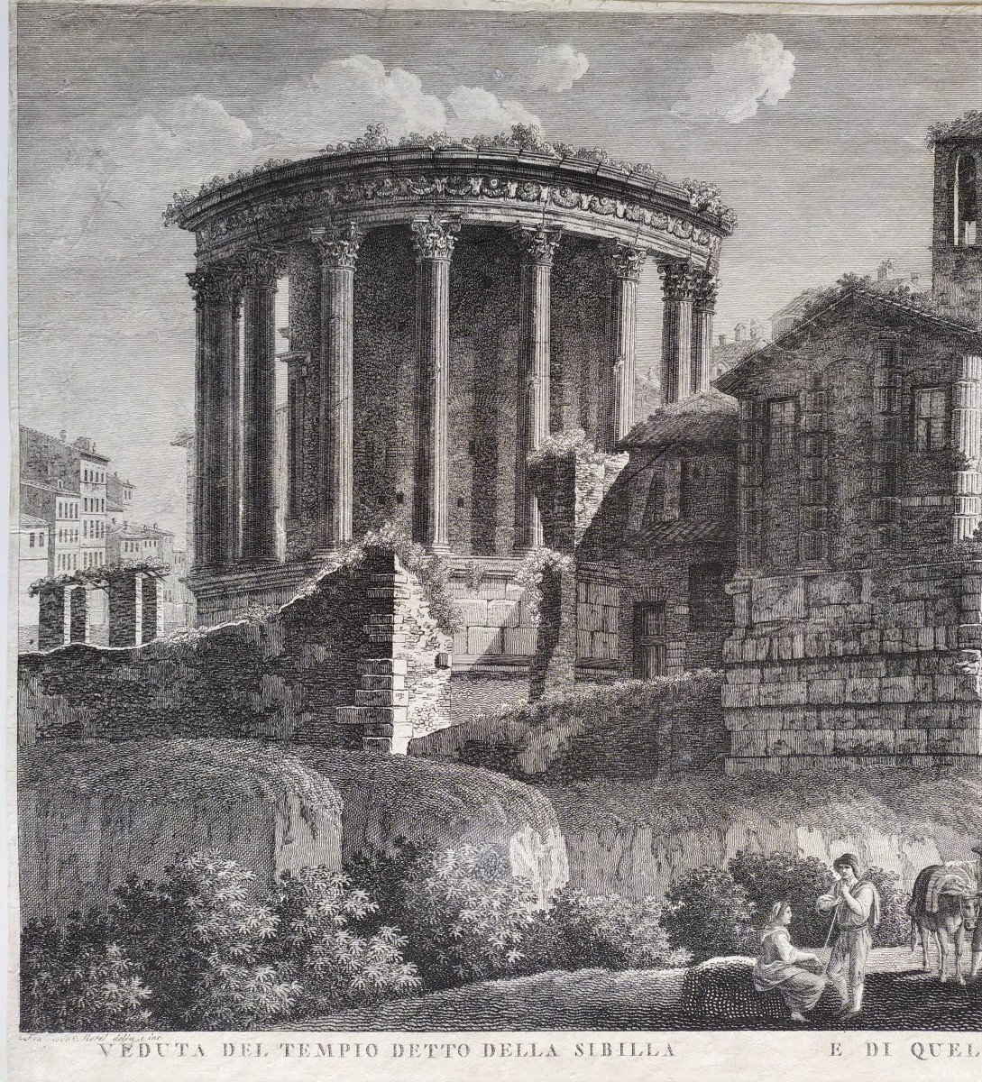  Architecture Etching Italy Roma Temple 18th C-photo-1