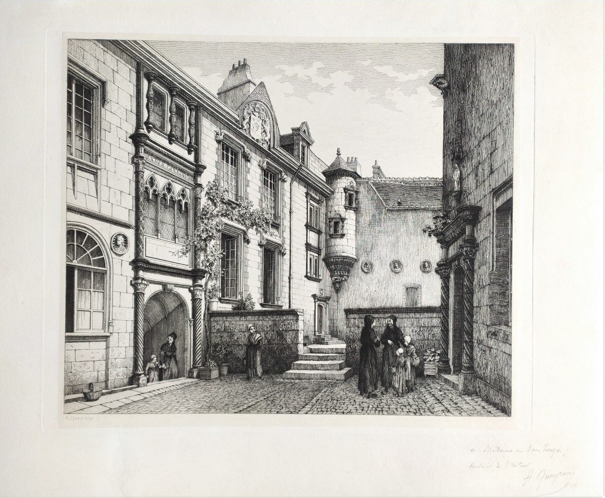 Bourges Hotel Lallemant Etching Architecture 19th C-photo-3