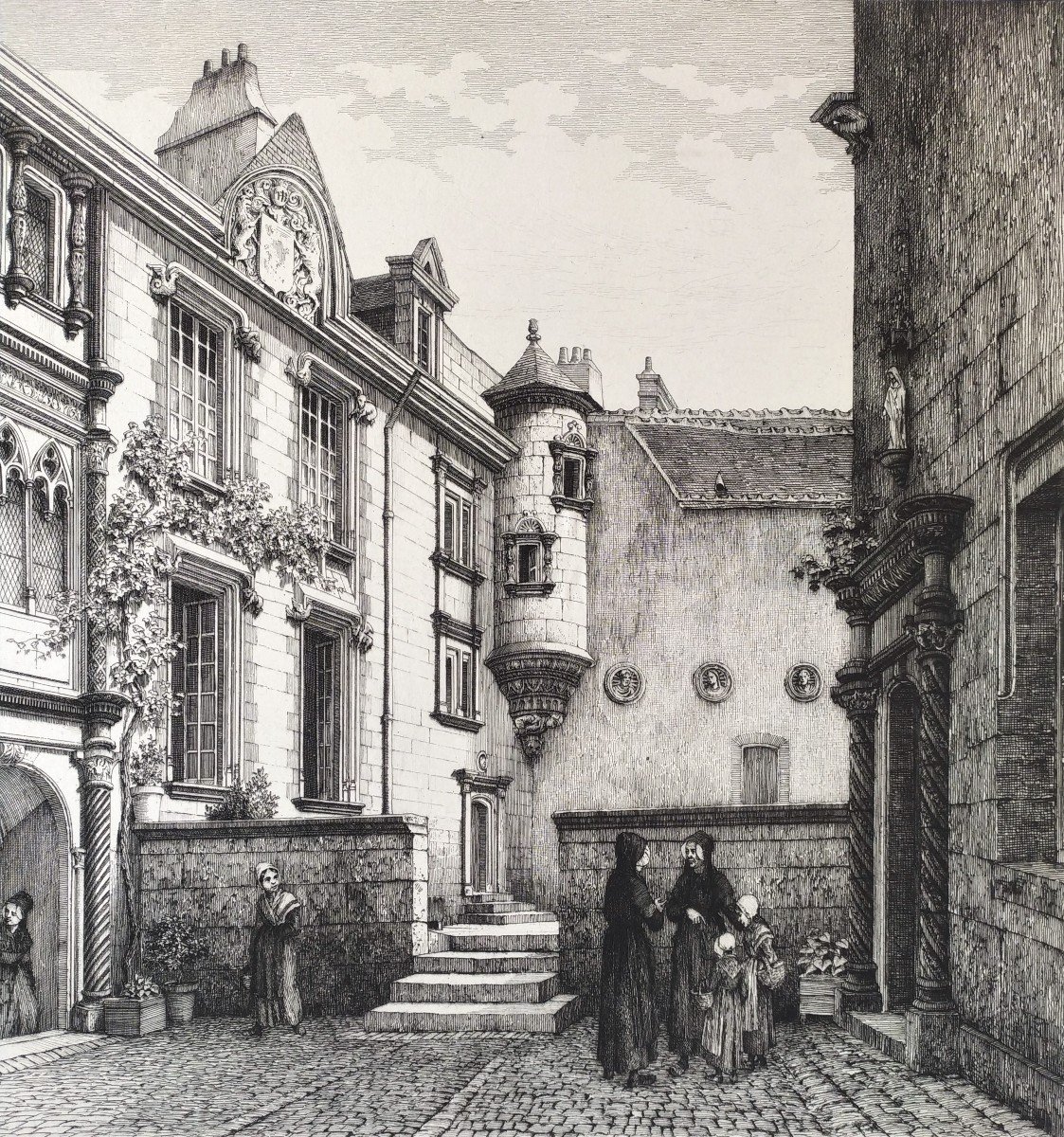 Bourges Hotel Lallemant Etching Architecture 19th C-photo-4