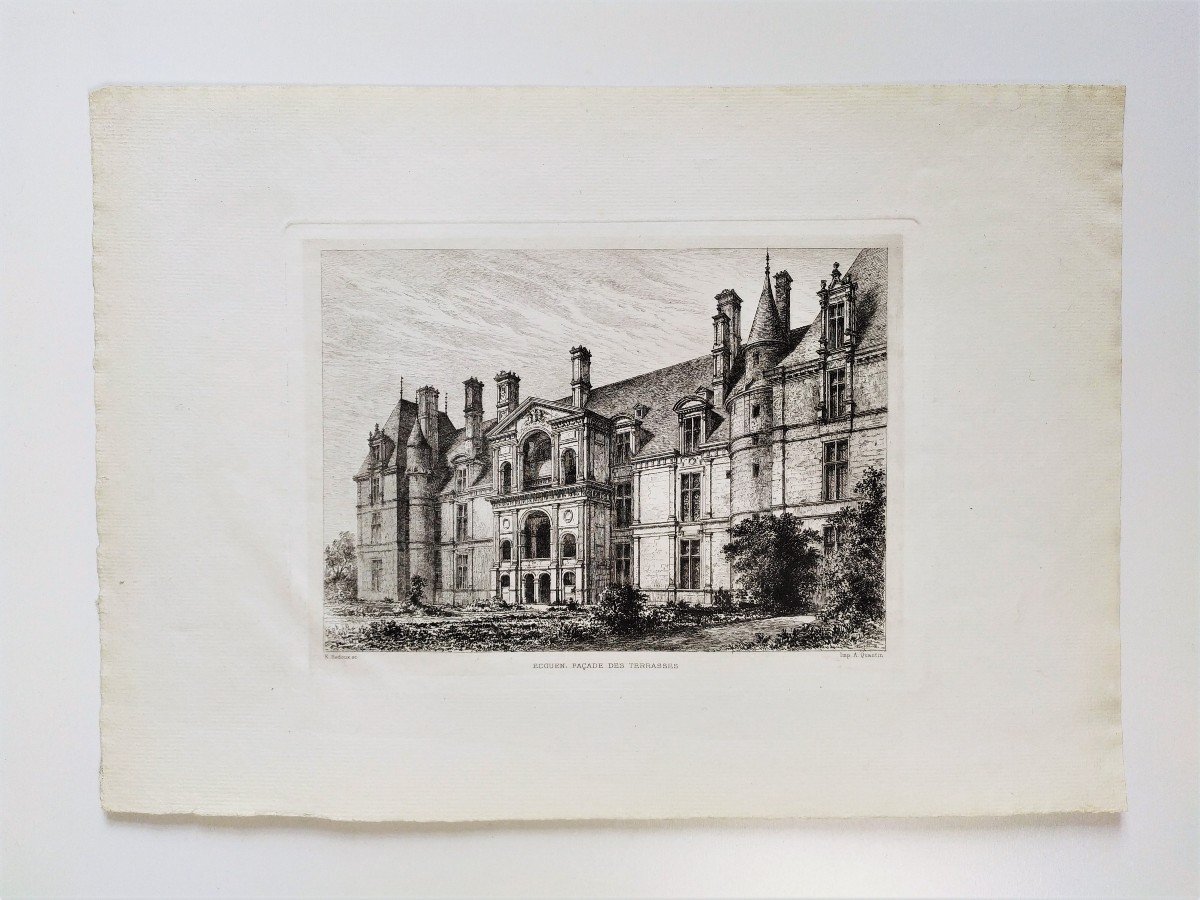 The Castle Of Ecouen Pair Of Etchings-photo-2