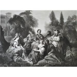 Decameron Large Engraving After Winterhalter 19th C