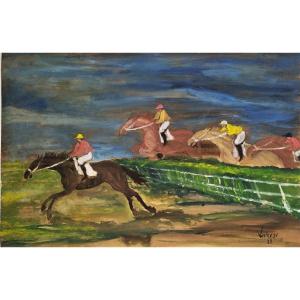 Gabriele Varese Gouache Horse Race 1929