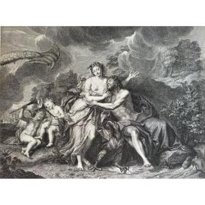 Mythological Etching Juno And Jupiter