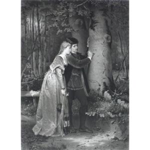 Large Romantic Etching Woodland Vows