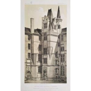 Angers Logis Barrault Architecture Lithograph By Victor Petit