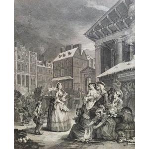 Engraving After Hogarth William Morning London 18th C