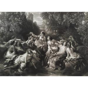 Engraving Large Mythological Etching In Perfect Condition