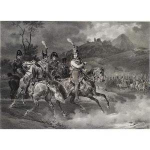 Horses Lithograph After Vernet