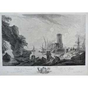 Seascape After Joseph Vernet Engraving Etching Old Print18th C