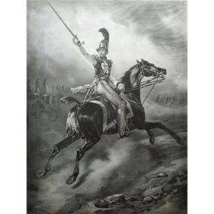 Friedrich Von Preussen Portrait équestre Cavalier Cheval Lithographie d'Après Vernet