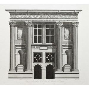 Engraving Portico Of Ecouen Castle  Empire Period Architecture Etching