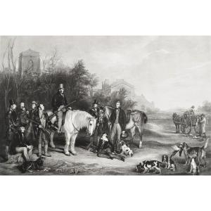Hunting Engraving By Simmons After Francis Grant The Shooting Party-rantan Abbey Etching 