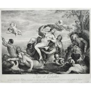 Etching Mythological Engraving Acis And Galathée 18th C Old Print