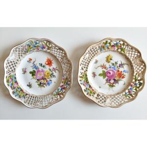 Assiettes Ajourées En Porcelaine Potschappel Dresden