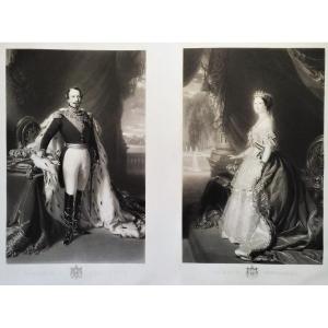 Gravures d'Après Winterhalter Napoléon III Et  l'Impératrice Eugénie