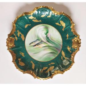 Limoges Porcelain Hand Painted Plate Japanese Style