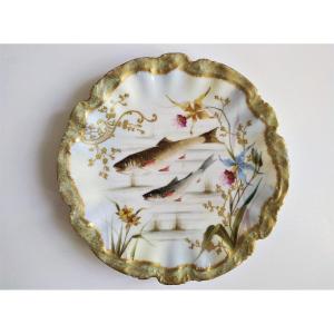 Limoges Decorative Plate In Painted Porcelain Fish