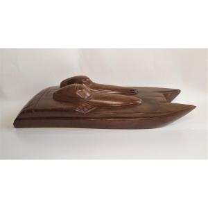 Chris Craft  Boat Carved Ebony Katamaran 20th C