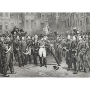 Napoléon Adieux De Fontainebleau Grande Gravure Par Jazet 
