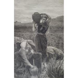 Gravure  d'Après  Jules Breton 19ème