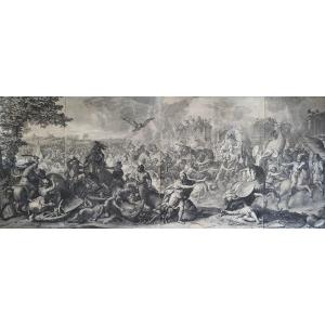  The Battle Of Arbelles After Charles Lebrun  Large Size Etching 17th C Engraving Old Print