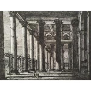 Engraving Architecture Etching Italy Rome 19th C Old Print