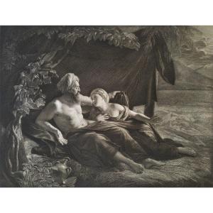 Etching Orientalist Engraving Ruth And Booz After Hersent19th C